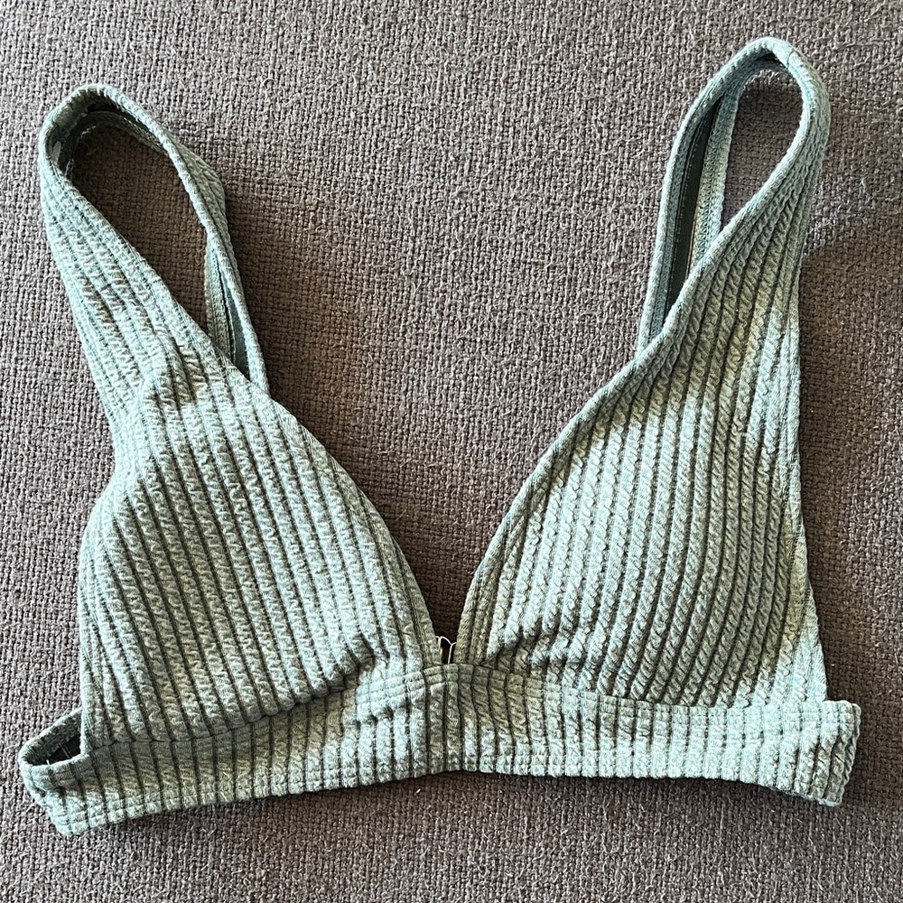 Ribbed Bikini Top in Sage Green